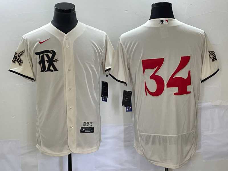 Men%27s Texas Rangers #34 Nolan Ryan Cream 2023 City Connect Flex Base Stitched Jersey->texas rangers->MLB Jersey